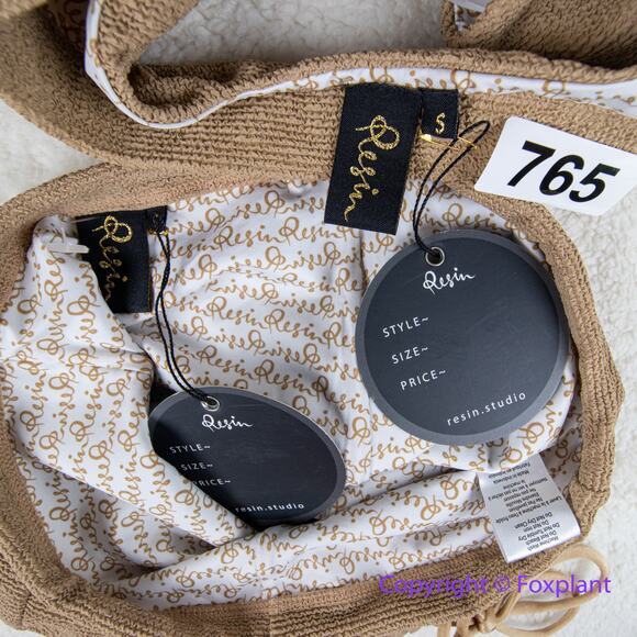 New! Set! Free People Resin Obsidian cream surf High-Waist Bikini, size S - Picture 7 of 8